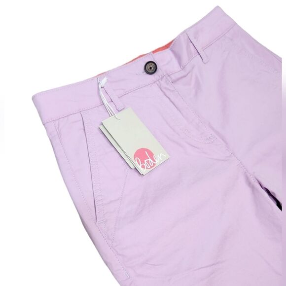 Boden Pants Chinos Straight Leg High Rise Cotton Stretch Pink Purple 2 NWT - Picture 3 of 9